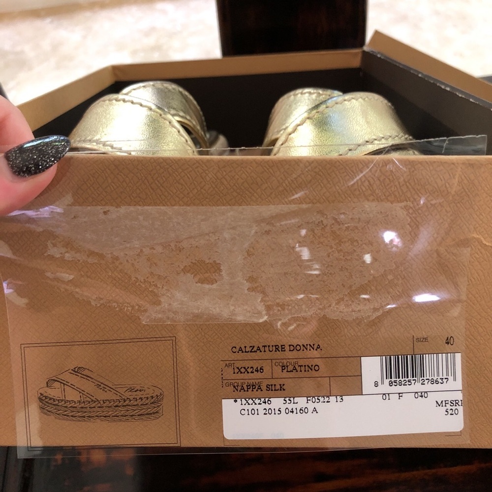 NEW Prada Crisscross Espadrille Gold - Picture 5 of 5